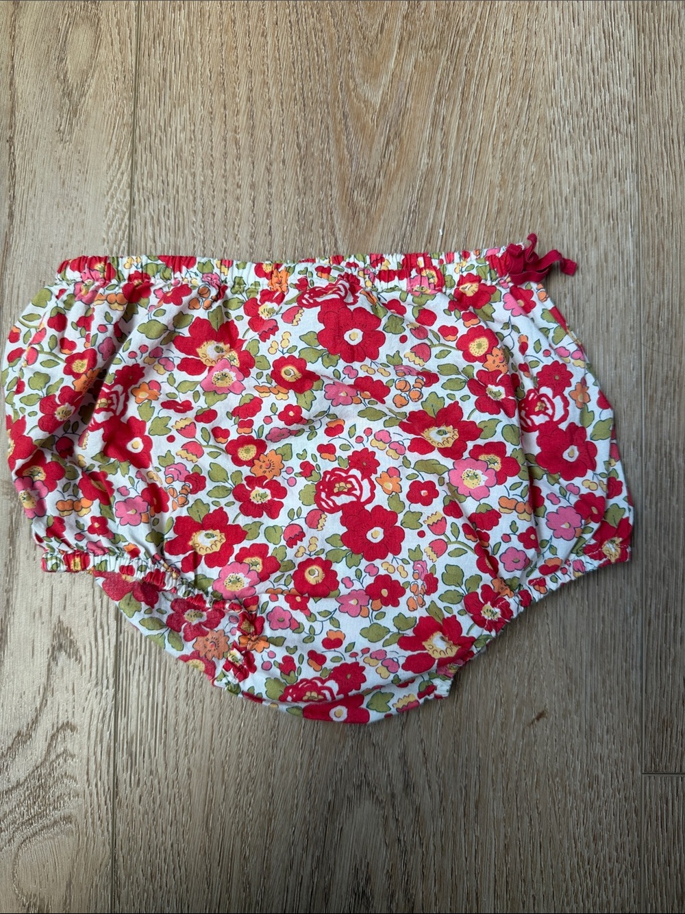 Jacadi Floral Cotton Diaper Cover in Red and Pink